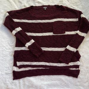 Maroon and white striped sweater